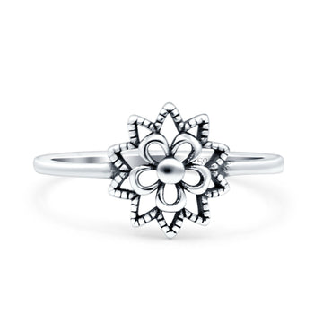 Mandala Oxidized Band Solid 925 Sterling Silver Thumb Ring (10mm)